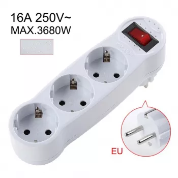 CP EU3 Perfect Travel Slim 180 stupňov rozšírenie euro zásuvky na 3 zásuvky 250V 16A čierne