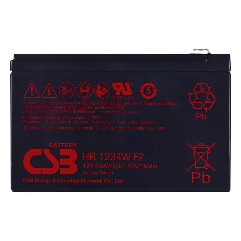 CSB HR1234WF2 12V 9Ah VRLA AGM batéria s F2 konektormi