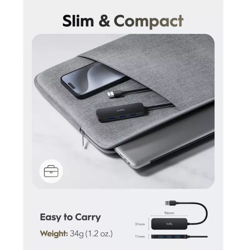 Cudy UH40A PortMate USB-A na 4-port USB 3.0 hub 5Gbps iba dáta plast kompaktný čierny