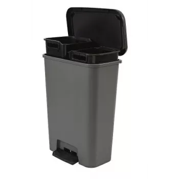 CURVER Decobin Duo pedálový kôš 23+23L tmavosivý/čierny