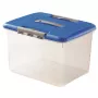 CURVER Hobby Optima 30L úložná krabica s vekom a rukoväťou, transparentné dno s modrým vekom, 42,8 x 34 x 28,1 cm