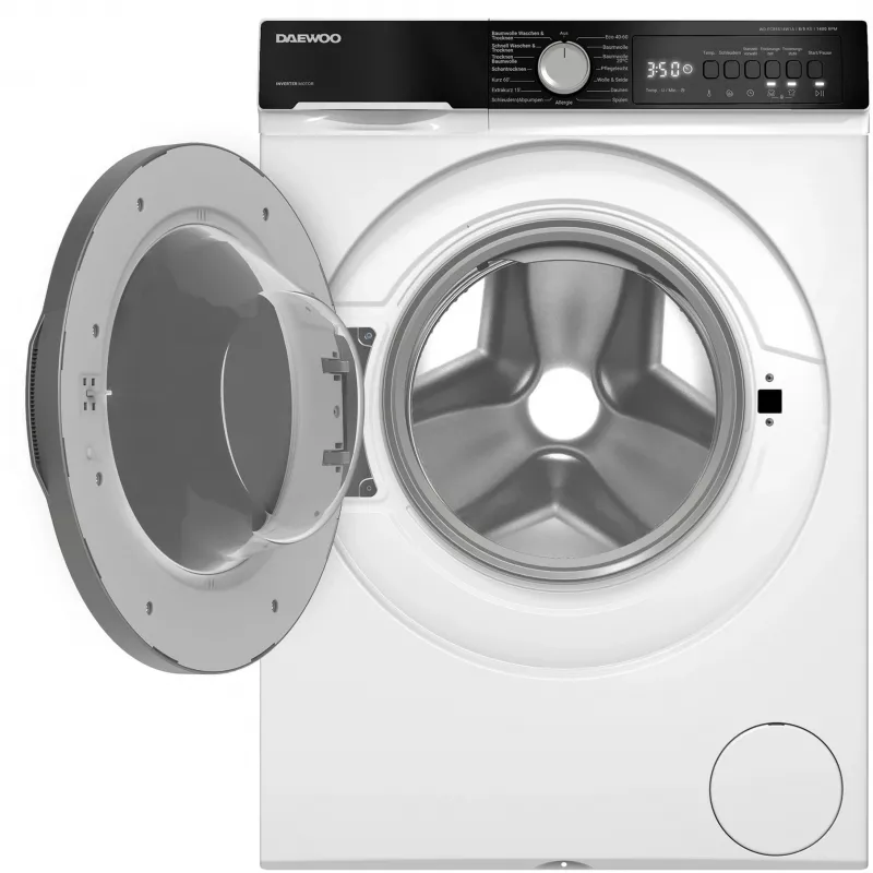 DAEWOO WD-FC85514W1A-DE práčka s predným plnením, 8 kg, 1400 ot./min, biela/čierna