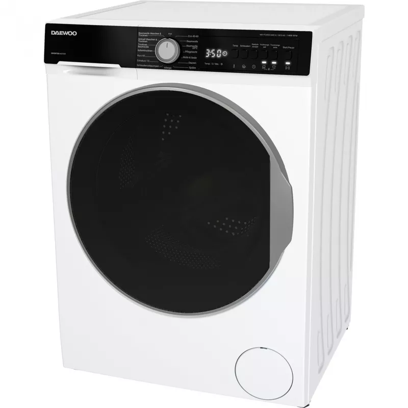 DAEWOO WD-FC85514W1A-DE práčka s predným plnením, 8 kg, 1400 ot./min, biela/čierna