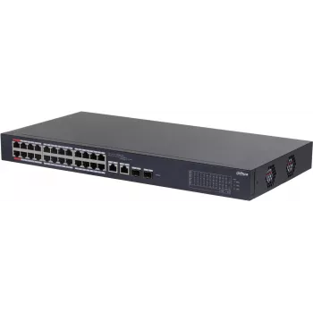 DAHUA CS4226-24ET-375 26-portový Layer 2+ Managed PoE+ switch s 24 Gigabit PoE+ portmi, 2 SFP uplinkmi, 375W budget, bez ventilátora, rackmount