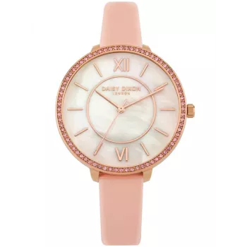 Daisy Dixon dámske quartz analógové hodinky DD088PRG - 36mm ružovozlatý ciferník, ružový kožený remienok