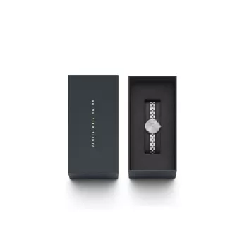 Daniel Wellington Quadro Mini Pressed Sheffield dámske hodinky DW00100719 - 22mm ružovozlaté puzdro z nehrdzavejúcej ocele, krémovo biely ciferník, čierny taliansky kožený remienok