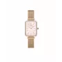 DANIEL WELLINGTON Quadro dámske hodinky DW00100669 – 20mm puzdro v ružovozlatej farbe, čierny kožený remienok