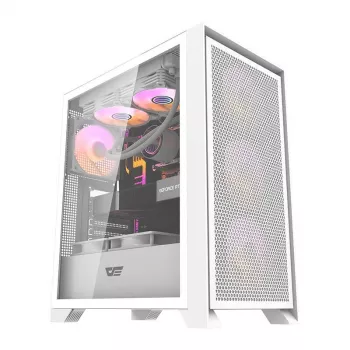 Darkflash DRX70 MESH biela počítačová skriňa Mid-Tower so 4 RGB ventilátormi
