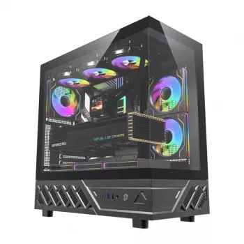 DarkFlash DS950 Mid-Tower počítačová skriňa (čierna) so 6 predinštalovanými ARGB ventilátormi