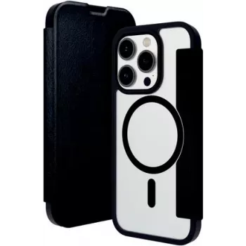 dbramante1928 Helsinki MagSafe folio puzdro pre iPhone 15 Pro, čierna koža s 3 priehradkami na karty HE61CLBL1882