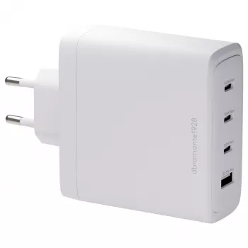 DBRAMANTE1928 Re-Charge GaN nástenná nabíjačka 140W – 4 výstupné porty (3x USB-C, 1x USB-A) – biela