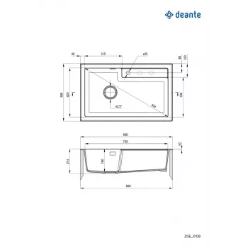 DEANTE 1-miskový granitový kompozitný kuchynský drez čierny 780x500mm