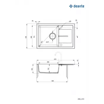 DEANTE granitový drez 1-drez s odkvapkávačom - grafit
