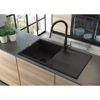 DEANTE granitový drez 1 misa s odkvapkávačom - Onyx Black, 620x500mm