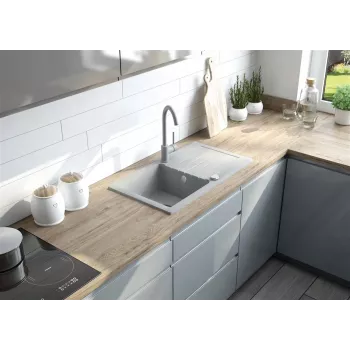 DEANTE 1-drezový granitový drez s odkvapkávačom – Onyx, Fragranite, 620x500mm