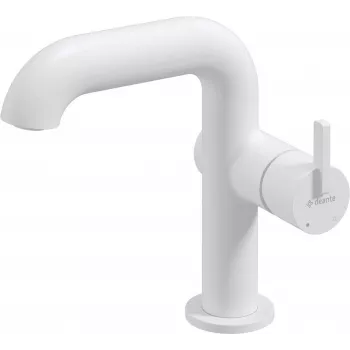 DEANTE Arnika Nero umývadlová batéria s pravouhlým výtokom, matná čierna, jednopáková, vysoká forma, nástenná montáž, 1-otvorová, keramická kartuša 25 mm, flexibilné pripojovacie hadice G3/8 palca 45 cm, trieda prietoku Z, skupina hluku I