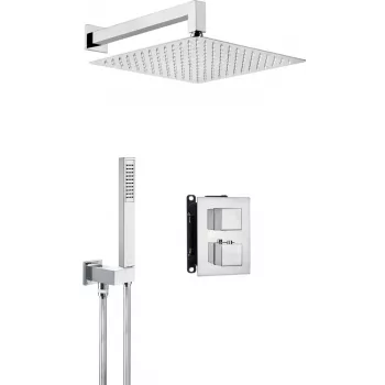 DEANTE podomietková sprchová sada s termostatom BOX, matná čierna, 2 výstupy, 25 cm dažďová sprcha