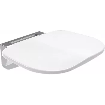 DEANTE Skladacia nástenná sedačka - biela, nosnosť 150 kg, ABS plast & hliník