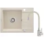 DEANTE granitový drez s batériou, 1 drez s odkvapkávacou plochou, čierna, 780x490 mm, vstavaný, 10 rokov záruka
