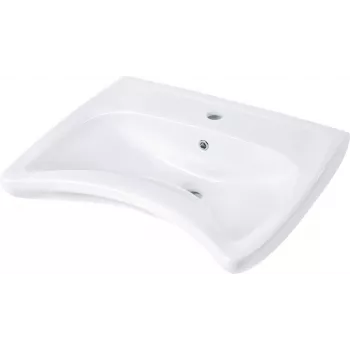 DEANTE závesné keramické umývadlo s miestom na batériu, Cersanit White, 1 stredový otvor, prepad, obdĺžnikové