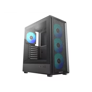 Deepcool CC550 4F Mid-Tower skriňa, 4x 120mm LED ventilátor, tvrdené sklo, čierna