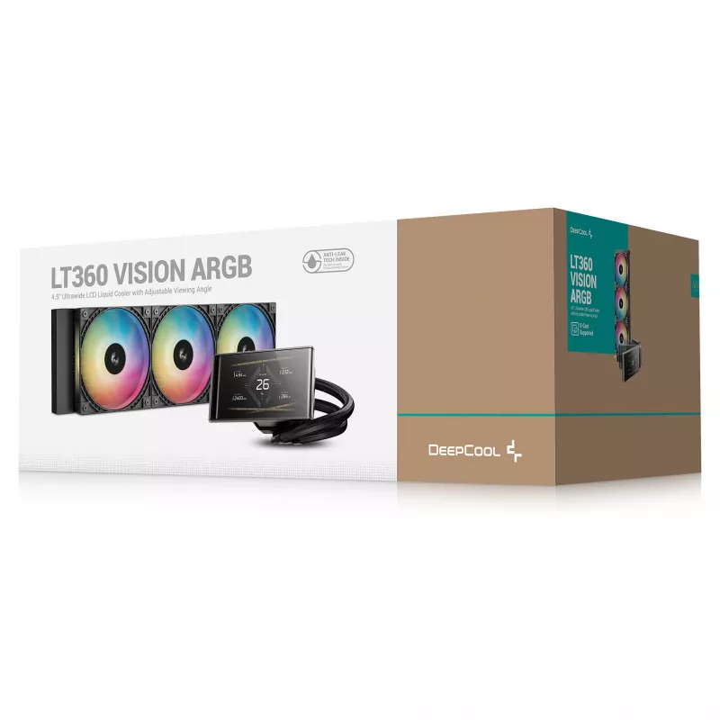 DeepCool LT360 VISION ARGB AIO kvapalinový chladič, 360mm, čierny