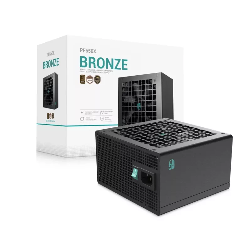Deepcool PF650X 650W 80 PLUS Bronze napájací zdroj, čierny