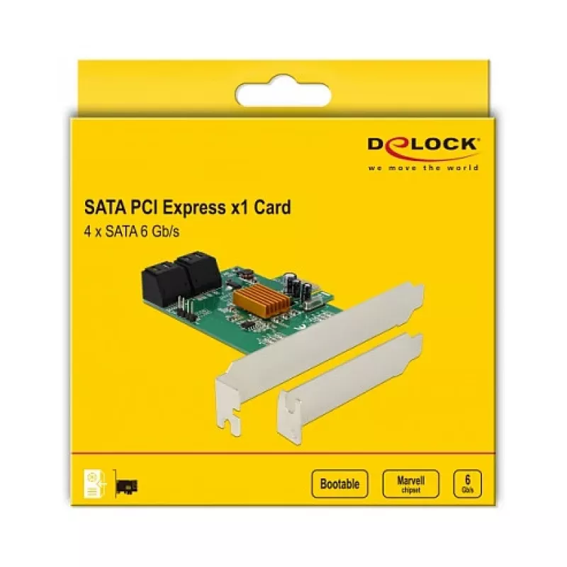 DeLOCK 4 port SATA 6Gb/s PCIe 2.0 x1 radič karta s Marvell 88SE9215