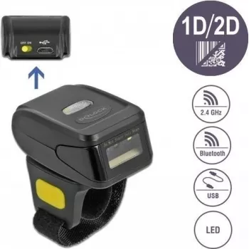 DeLOCK 90508 prenosný 1D/2D čítač čiarových kódov s USB, 2,4 GHz RF a Bluetooth 4.1