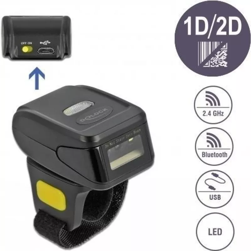 DeLOCK 90508 prenosný 1D/2D čítač čiarových kódov s USB, 2,4 GHz RF a Bluetooth 4.1