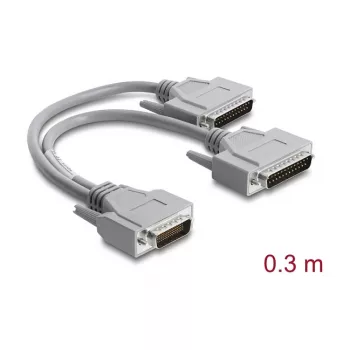 Delock adaptér Y-kábel sériový RS-232 LFH D-Sub HD 60-pin samec na 2x D-Sub 25-pin samec 0,3m sivý