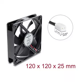 Delock axiálny ventilátor 48 V DC 120 x 120 x 25 mm 2-pin konektor čierny