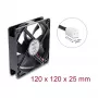 Delock axiálny ventilátor 48 V DC 120 x 120 x 25 mm 2-pin konektor čierny