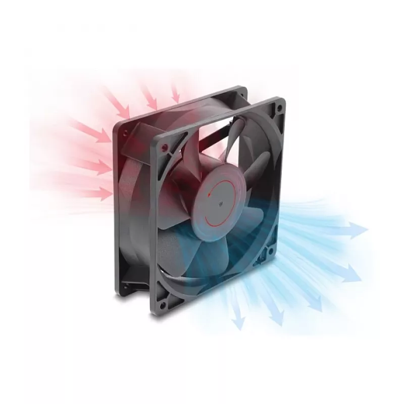 Delock axiálny ventilátor 48 V DC, 120 x 120 x 38 mm s 2-pinovým konektorom ventilátora, čierny
