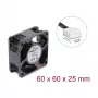 Delock axiálny ventilátor 48 V DC, 60 x 60 x 25 mm so 4-pinovým PWM konektorom ventilátora, čierny