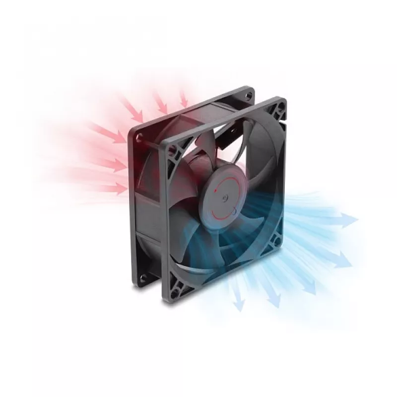 Delock axiálny ventilátor 48 V DC, 80 x 80 x 25 mm s 4-pinovým PWM konektorom, čierny
