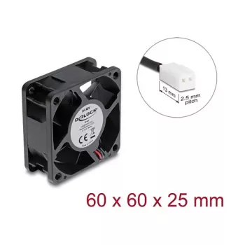 Delock axiálny ventilátor 48V DC 60x60x25mm s 2-pin konektorom čierny