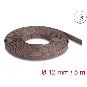 Delock káblový manažment hadica, 12 mm, pletená, odolná proti hlodavcom, rozťažná, 5 m, hnedá