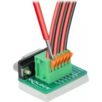 Delock D-Sub 9 konektor samica na 6-pin svorkovnicu adaptér s skrutkami a tlačidlom 66556