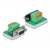 Delock D-Sub 9 konektor samica na 6-pin svorkovnicu adaptér s skrutkami a tlačidlom 66556