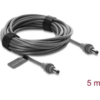 Delock DC 5,5 x 2,1 mm na DC 5,5 x 2,1 mm kábel kompatibilný so Starlink Mini, 5 m sivý (91825)