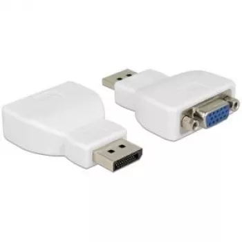 Delock DisplayPort 1.2 konektor samec na VGA konektor samica aktívny adaptér biely 65568