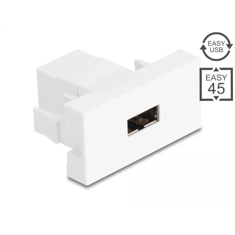 Delock Easy 45 modul EASY-USB 2.0 Type-A konektor samica na EASY-USB Type-A konektor samica biely 90866