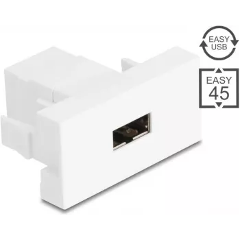 Delock Easy 45 modul EASY-USB 2.0 Type-A konektor samica na EASY-USB Type-A konektor samica biely 90866