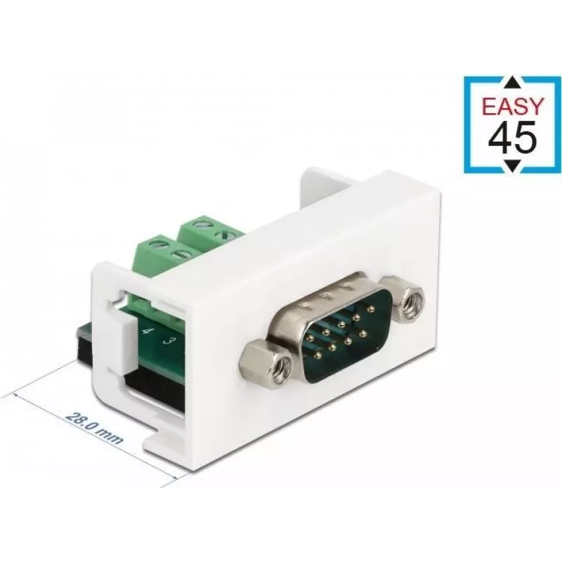 Delock Easy 45 snap-in modul D-Sub 9-pólový konektor samec na 10-pólovú svorkovnicu, biely RAL 9003 81351