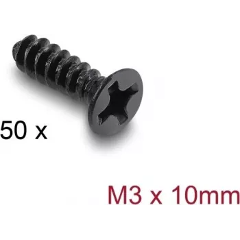 Delock sada skrutiek pre ventilátor M3 x 10 mm, 50 ks, čierna 60986