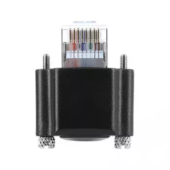 Delock GigE Kamera kábel Cat.6 S/FTP 3m, RJ45 90° uhlový konektor so skrutkami (28mm) na RJ45 rovný konektor, Čierny