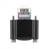 Delock GigE kamerový kábel RJ45 konektor samec 90° zahnutý so skrutkami, dĺžka konektora 28 mm na RJ45 konektor samec Cat.6 S/FTP 1 m čierny