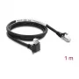 Delock GigE kamerový kábel RJ45 konektor samec 90° zahnutý so skrutkami, dĺžka konektora 28 mm na RJ45 konektor samec Cat.6 S/FTP 1 m čierny