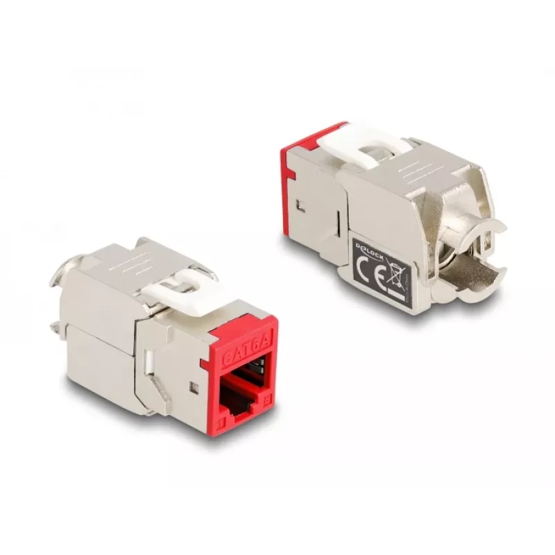 Delock Keystone modul RJ-45 konektor samica na LSA konektor samica STP CAT 6a, 8-kusové balenie (sivý, modrý, žltý, červený, zelený, oranžový, fialový, neónovo žltý) 87896